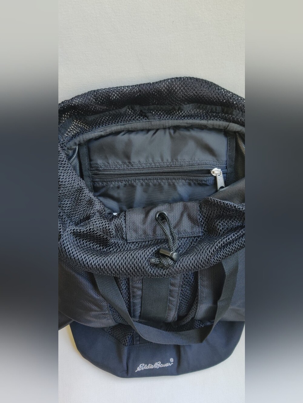 Eddie Bauer Black Mesh Top Backpack Tote, New Condition - Picture 7 of 12